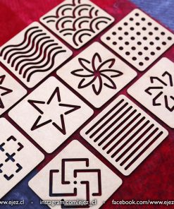 Kit de Patrones para bordado Sashiko - Cuadrado 6x6cm y Circular 6cm Diámetro