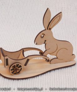 Conejito con Carreta 3D para pintar, armar o regalar