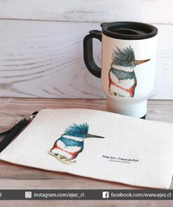 Kit de Viaje Aves de Chile: Mug Térmico + Neceser / Martín Pescador
